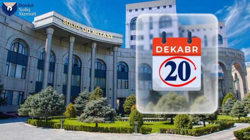 20-dekabr - noyabr oyi uchun QQS hisobotini taqdim etishning oxirgi kuni 